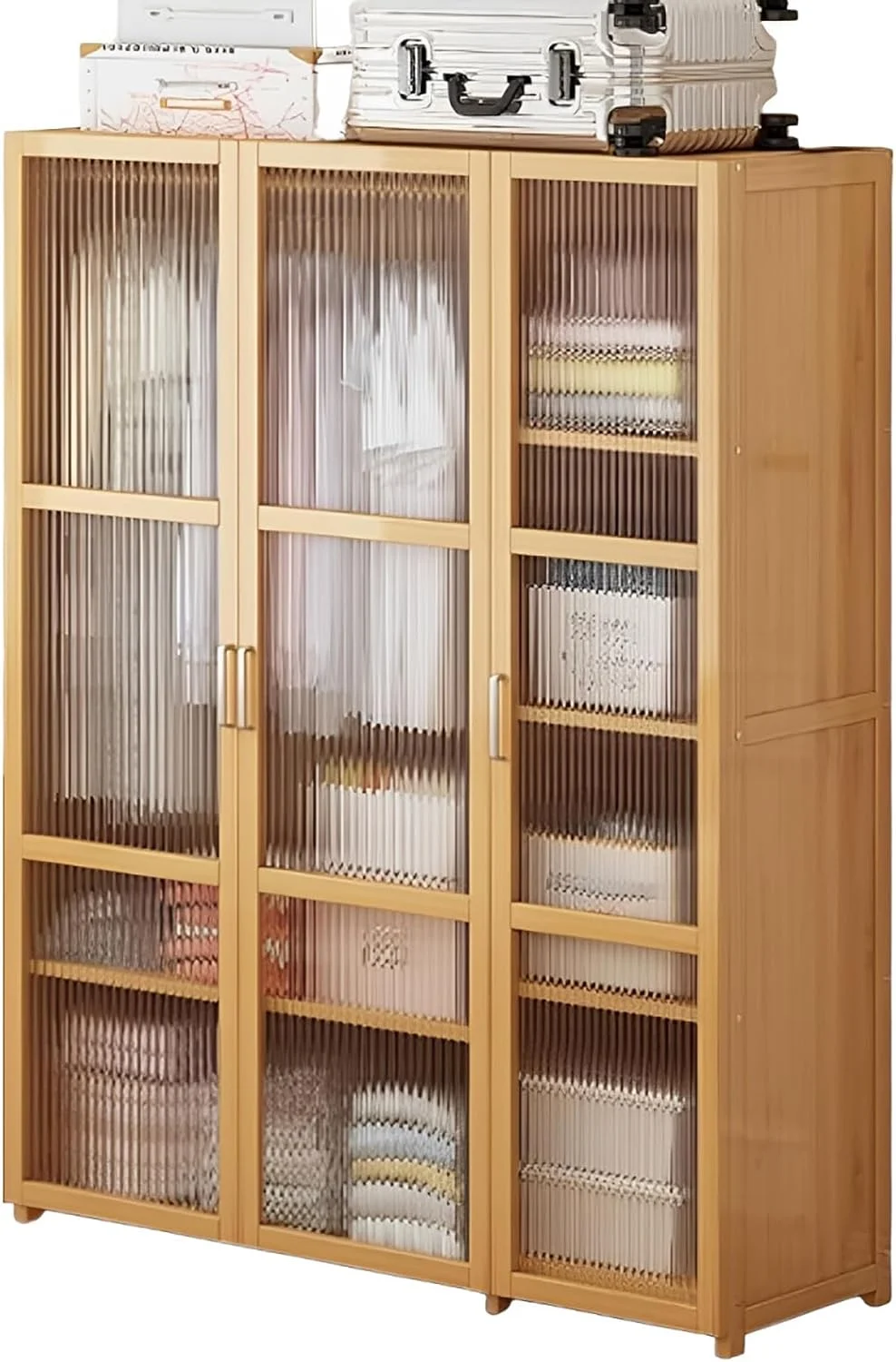 کمد لباس LBCZJYX با درب، قفسه لباس، ذخیره سازی پارتیشن بندی شده، ذخیره سازی بالا، میله آویز ضخیم شده، ظرفیت تحمل بار 250 کیلوگرم برای اتاق خواب، آپارتمان، خوابگاه ها 120cm*44cm*160cm