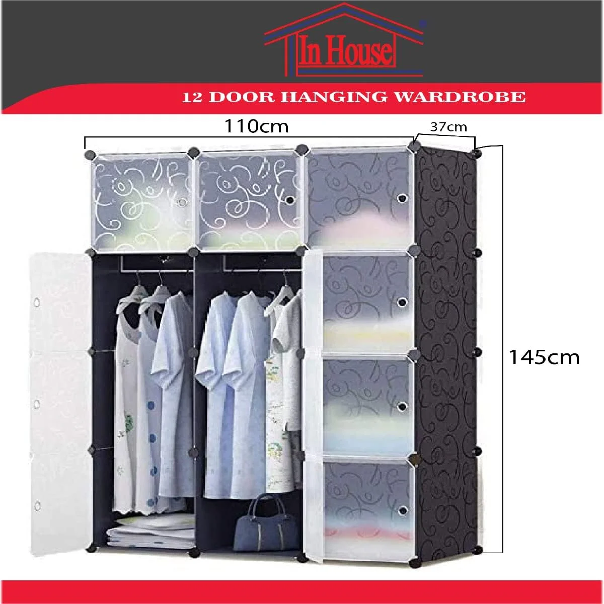 کمد لباس قابل حمل IN.HOUSE با طراحی مکعبی، مناسب اتاق خواب، کمد لباس، قفسه، کابینت انباری، 12 درب
