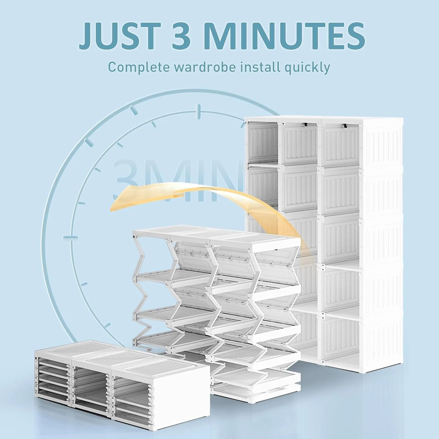 کمد لباس قابل حمل HYQNG برای اتاق خواب، سازمان دهنده بزرگ کمد برای لباس، کمد پلاستیکی تاشو با درب شفاف مغناطیسی و میله آویز، مونتاژ آسان، برای اتاق نشیمن، اتاق خواب