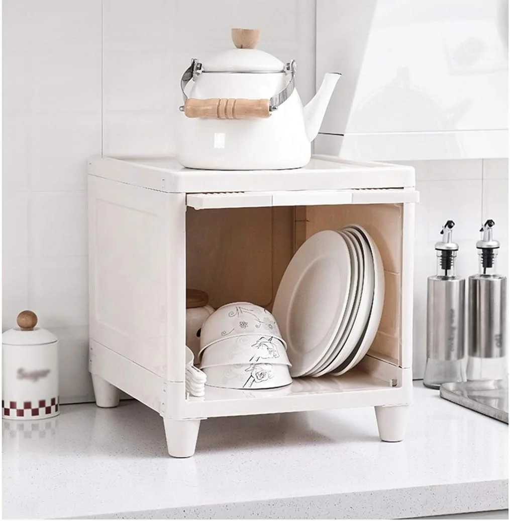 کابینت پلاستیکی تاشو JD FRESH برای نگهداری - کمد لباس، قفسه، رخت آویز، جعبه نگهداری کشویی ماژولار، سفید