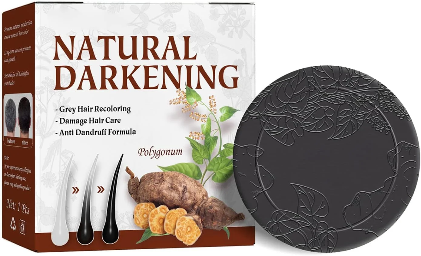 شامپو بار معکوس خاکستری ارگانیک، شامپو بار تیره کننده مو، صابون نرم کننده ارگانیک طبیعی، صابون شامپو تیره کننده مو اسنس برای ترمیم مو، حجم دهنده و مرطوب کننده (1 عدد)