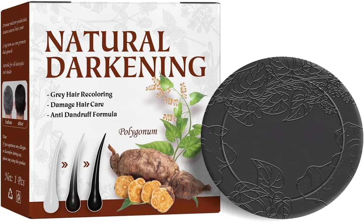 شامپو بار خاکستری ارگانیک معکوس 2022، شامپو بار تیره کننده، نرم کننده و مراقبت ترمیمی 100% طبیعی ارگانیک، صابون شامپو تیره کننده مو Shouwu برای ترمیم مو، حجم دهنده و مرطوب کننده (1 عدد)