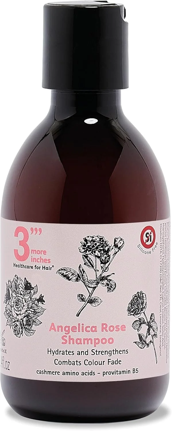 شامپو پروتئین کشمیر، آنجلیکا و رز 3'''More Inches با حجم 250 میلی لیتر - آبرسان، تقویت کننده، فرمولاسیون بدون سولفات با روغن رز برای ضخیم شدن مو