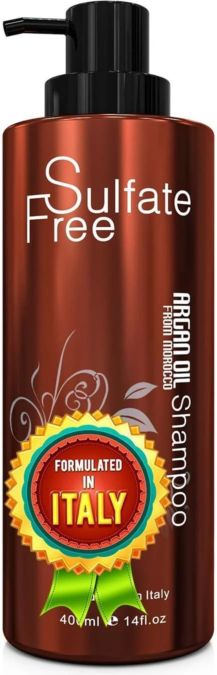 شامپو روغن آرگان مراکشی بدون سولفات - بهترین برای موهای آسیب دیده، خشک، مجعد یا وز شده - درمان ایمن برای موهای رنگ شده، محافظت در برابر اشعه ماوراء بنفش، مرطوب کننده شدید برای موهای خشک، آسیب دیده، وز شده، حجم دهنده برای موهای نازک (400 میلی لیتر)