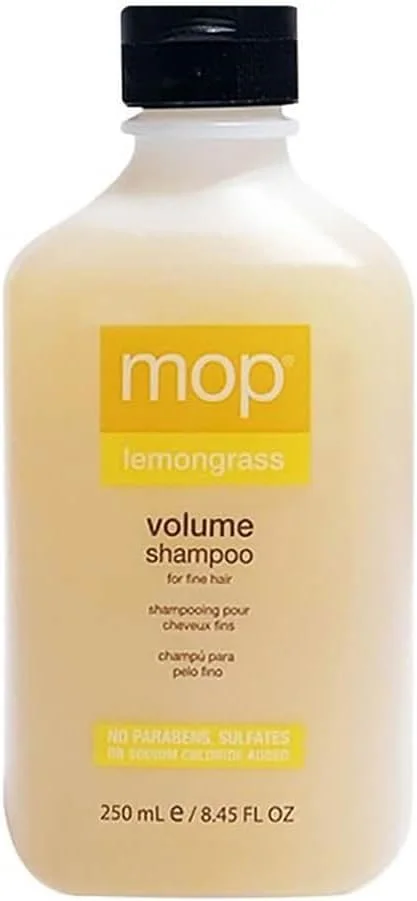 شامپو حجم دهنده مو MOP با رایحه علف لیمو، بدون پارابن و سولفات، لیمو، 250 میلی لیتر