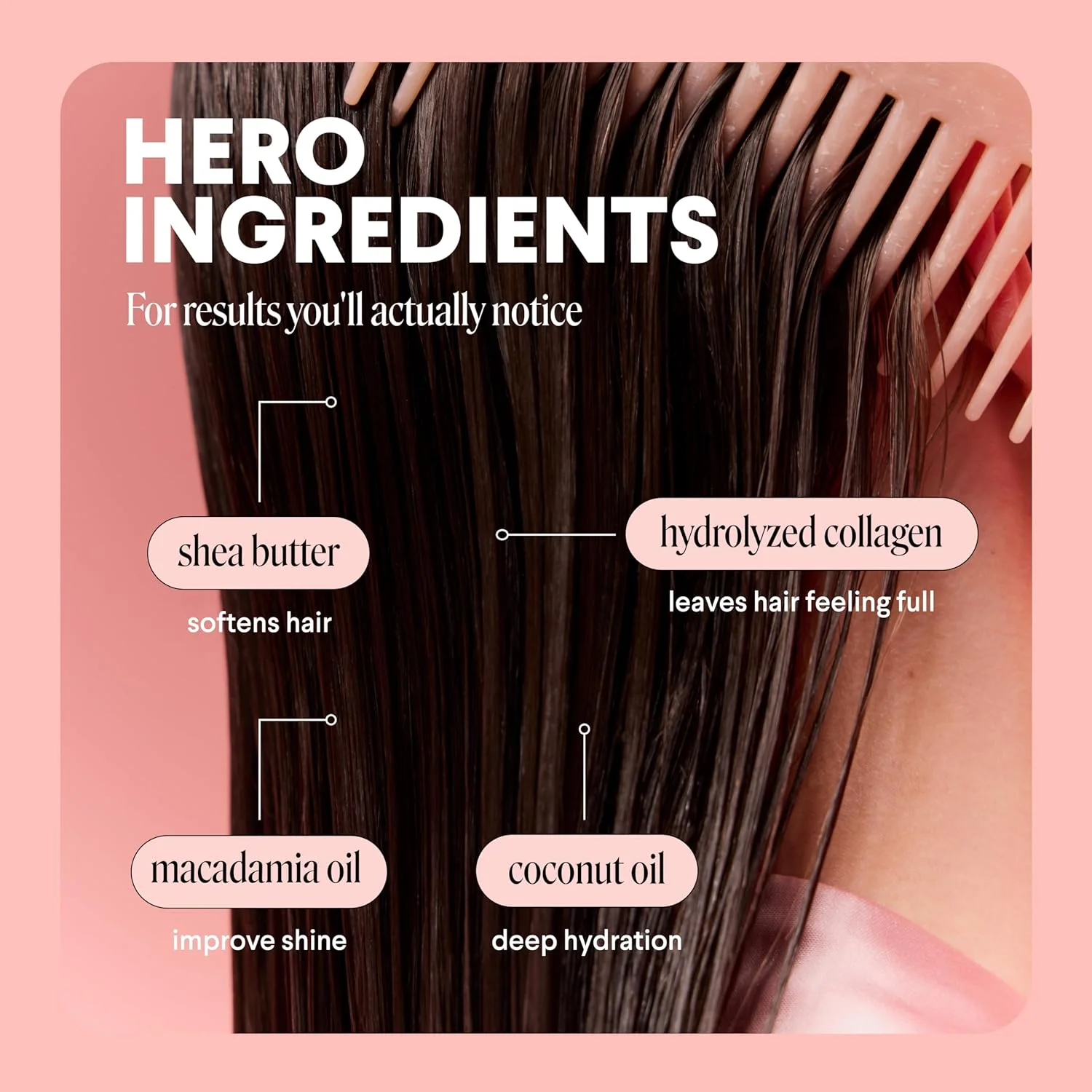 شامپو حجم دهنده مو ماندی، 354 میلی لیتر، مناسب موهای نازک، کم حجم و چرب، ساخته شده از روغن نارگیل، عصاره زنجبیل و ویتامین E، بطری های 100% قابل بازیافت، صورتی (10428)