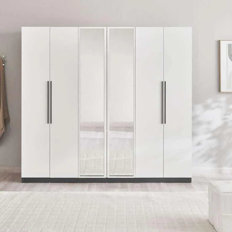 کمد لباس 6 درب راجر پان هوم - سفید مشکی