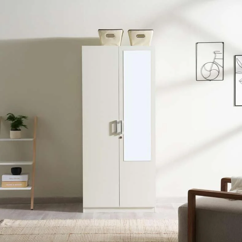 کمد لباس دو درب آینه دار پان هوم مدل Premier - سفید