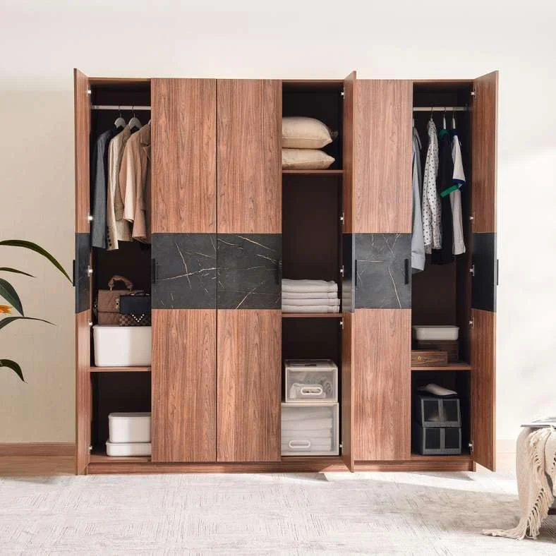 کمد لباس 6 درب مدل رم، رنگ گردویی، Pan Home