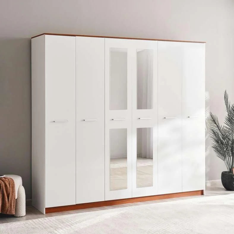 کمد لباس 6 درب پان هوم مدل Sunrise - سفید براق