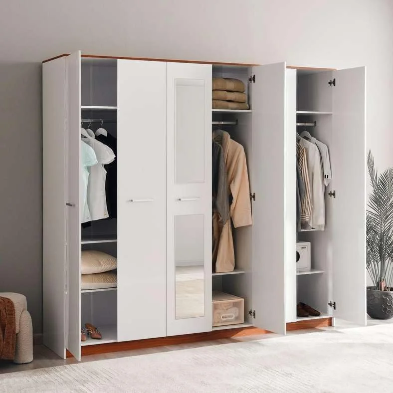 کمد لباس 6 درب پان هوم مدل Sunrise - سفید براق