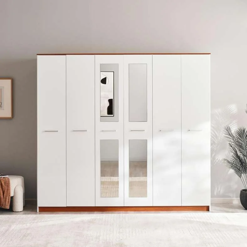 کمد لباس 6 درب پان هوم مدل Sunrise - سفید براق