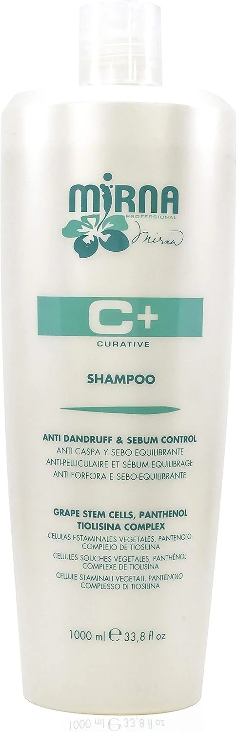 شامپو ضد شوره و کنترل چربی موی سر میرنا پروفشنال. ساخته شده با سلول های بنیادی انگور، کمپلکس تیوسیلینا و پروتئین های هیدرولیز شده گندم برای استفاده روزانه روی پوست سر و موهای چرب 1000 میلی لیتر / 33.8 اونس