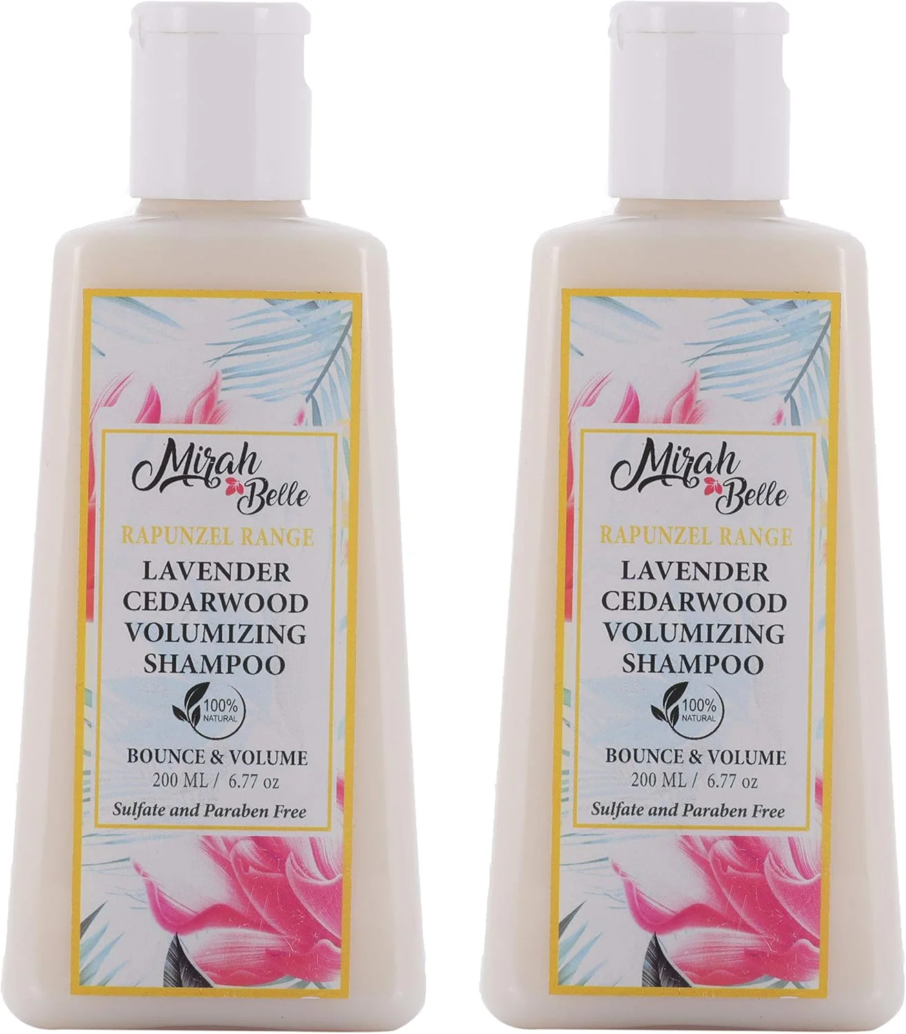 میرا بل - طبیعی و ارگانیک - شامپو حجم دهنده اسطوخودوس (بسته 2 عددی) - برای موهای چرب، بی حالت و نازک - بهترین برای آقایان و بانوان - وگان، دست ساز و طبیعی - بدون سولفات و پارابن، 400 میلی لیتر