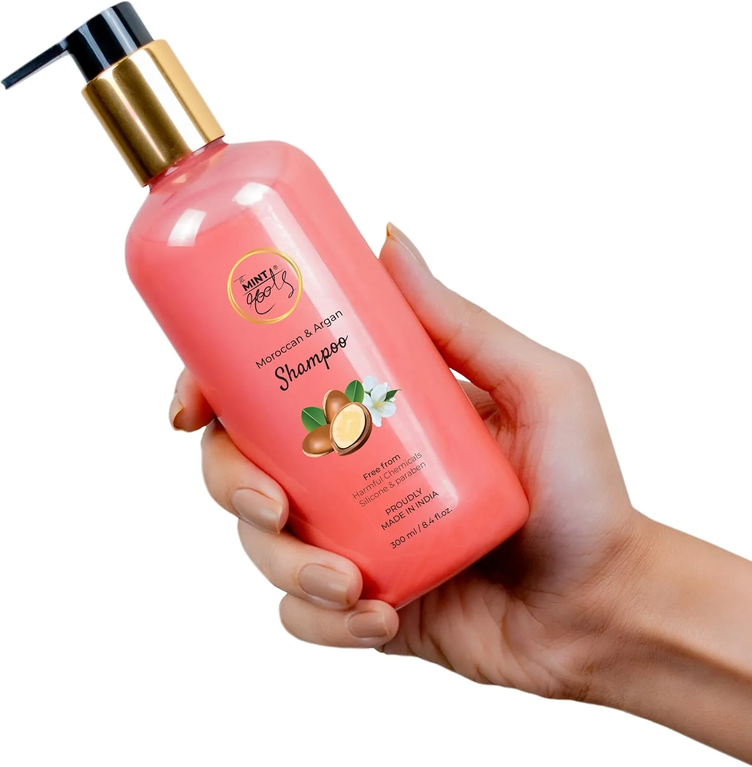 شامپو آرگان مراکشی مینتروتس با خواص یاس و روغن جوجوبا، کمک به کنترل ریزش مو، حجم دهنده و تقویت کننده کراتین، بدون ظلم به حیوانات و پارابن، 300 میلی لیتر