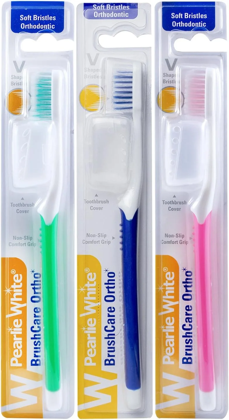 مسواک نرم ارتودنسی Pearlie White BrushCare، بسته 3 عددی