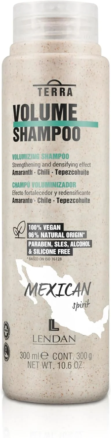 شامپو حجم دهنده موهای نازک لندان Terra، 300 میلی لیتر، حداکثر حجم مو را بدون سنگین کردن افزایش می دهد، موهای نرم، پاکسازی کامل و متعادل کننده، تقویت و ضخیم کننده، وگان