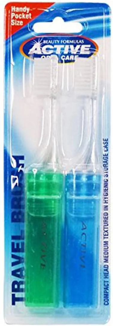 مسواک مسافرتی اکتیو اورال کر ۲ عددی بیوتی فرمولاس، رنگ ها ممکن است متفاوت باشند