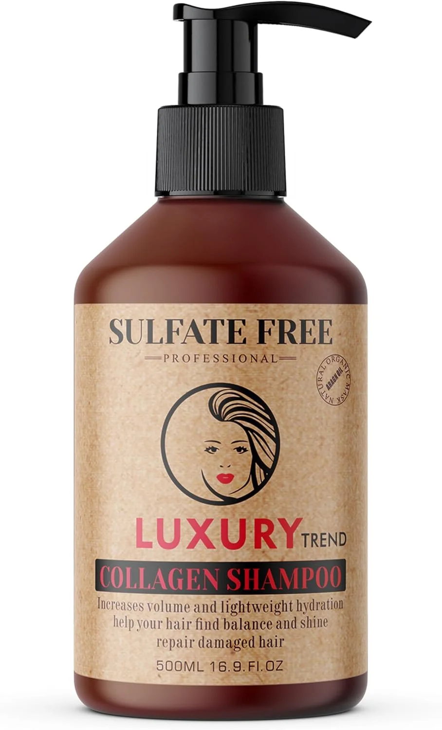 شامپو موی کلاژن LUXURY TREND برای زنان - ضخیم کننده و رشد مو با کیفیت سالن، پاک کننده حرفه ای برای موهای پرپشت تر و سالم تر، بدون سولفات، 500 میلی لیتر