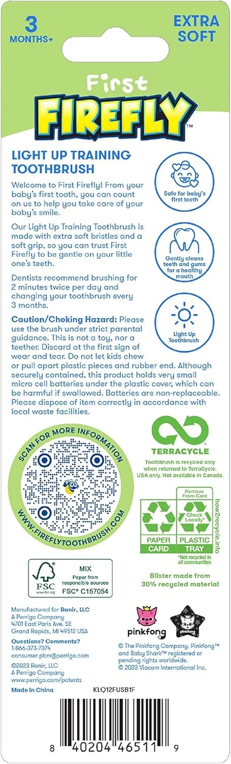 مسواک آموزشی چراغ دار فایرفلای، بیبی شارک، زرد مسواک آموزشی چراغ دار فایرفلای، بیبی شارک، زرد