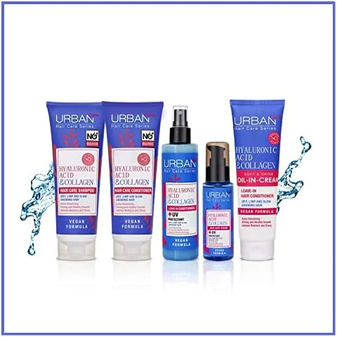 شامپو حجم دهنده قوی و رشد سالم حاوی هیالورونیک اسید و کلاژن Urban Care، بدون سولفات، دوتایی