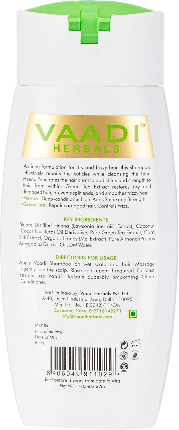 شامپو حنا ارگانیک فوق العاده صاف کننده Vaadi Herbals با عصاره چای سبز (3 عدد 110 میلی لیتر)