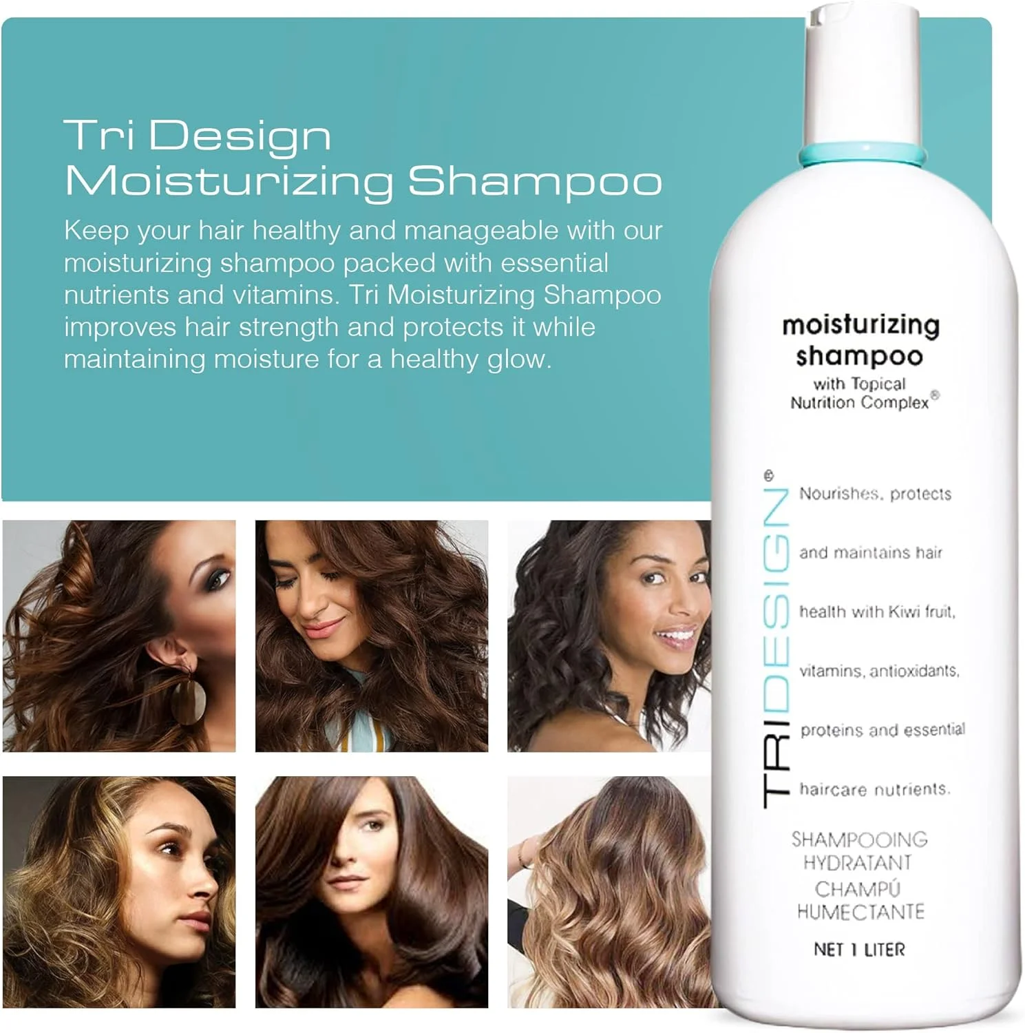 شامپو مرطوب کننده سه گانه TRIDESIGN، 1000 میلی لیتر