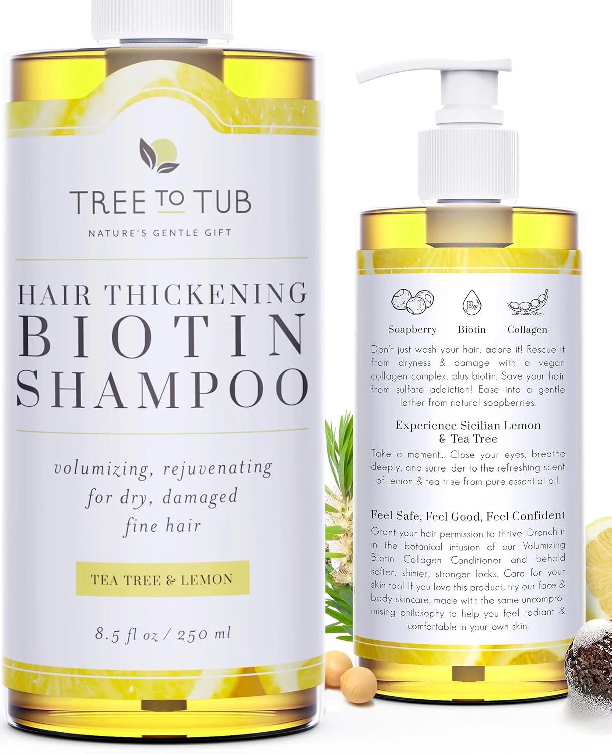 شامپو حجم دهنده و ضخیم کننده مو تری تو تیوب - شامپو روغن آرگان بدون سولفات، بیوتین و کلاژن با توت صابونی وحشی و روغن درخت چای لیمو سیسیلی برای زنان و مردان شامپو حجم دهنده و ضخیم کننده مو تری تو تیوب - شامپو روغن آرگان بدون سولفات، بیوتین و کلاژن با توت صابونی وحشی و روغن درخت چای لیمو سیسیلی برای زنان و مردان