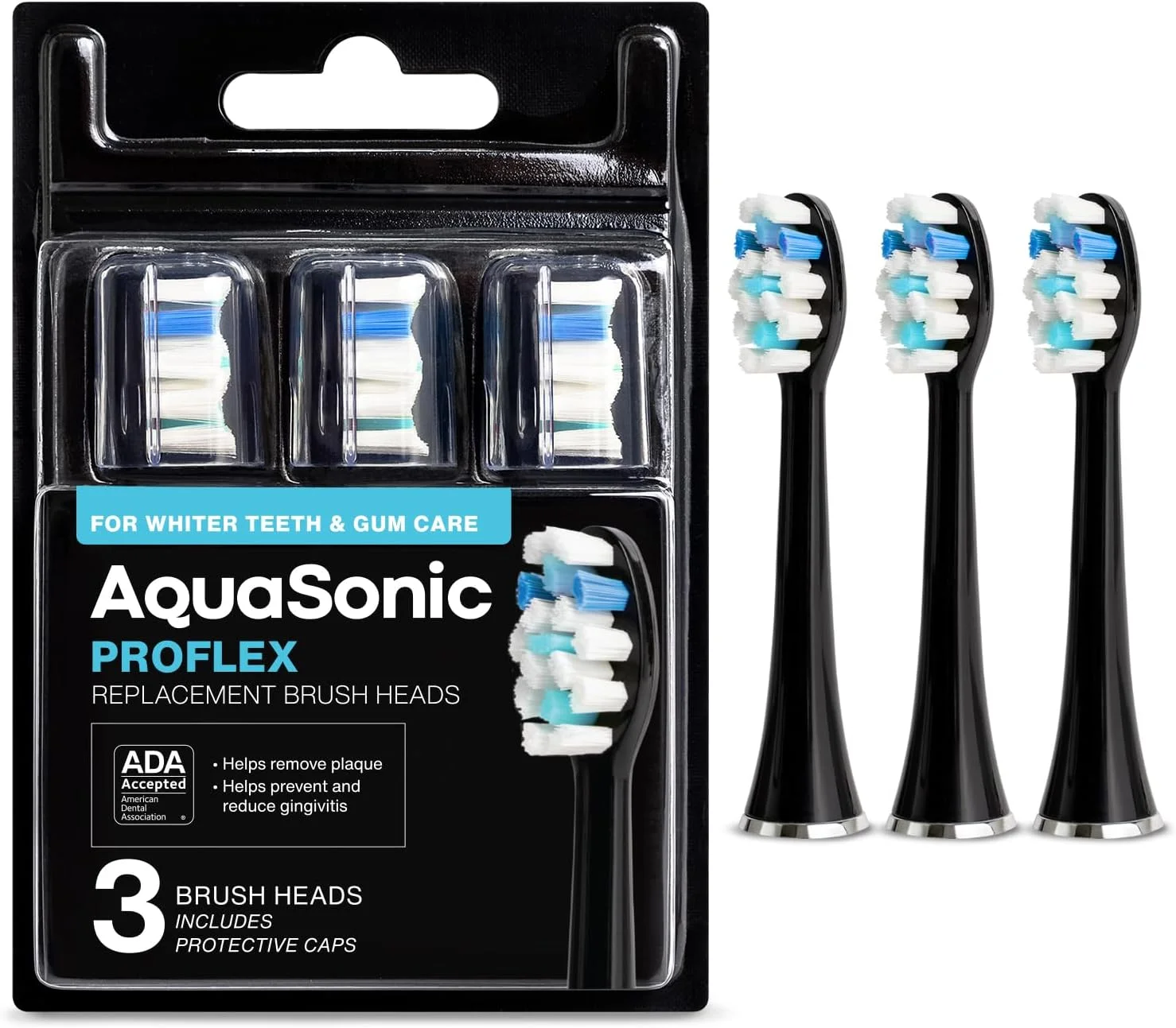 بسته 3 عددی سری مسواک جایگزین AquaSonic ProFlex - سری های ProFlex ارتقا یافته برای حذف بهتر پلاک