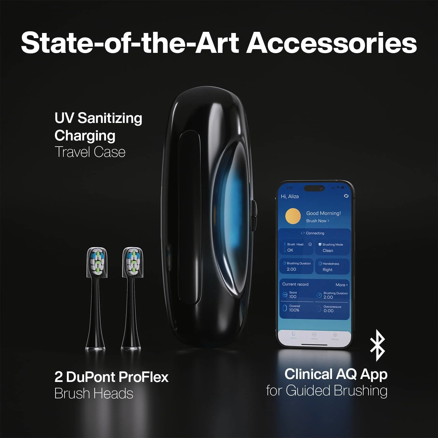 مسواک هوشمند کلینیکال AQ آکواسونیک با قابلیت سفید کنندگی فوق العاده، دارای صفحه لمسی، بلوتوث و مربی مسواک زدن - شامل 2 سری مسواک و جعبه شارژ ضدعفونی کننده UV مسواک هوشمند کلینیکال AQ آکواسونیک با قابلیت سفید کنندگی فوق العاده، دارای صفحه لمسی، بلوتوث و مربی مسواک زدن - شامل 2 سری مسواک و جعبه شارژ ضدعفونی کننده UV