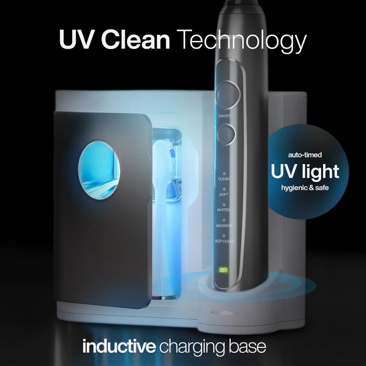 مسواک برقی فوق سفید کننده آکواسونیک سری Vibe PRO – 5 حالت و تایمرهای هوشمند – پایه ضدعفونی کننده UV (متالیک ذغالی) مسواک برقی فوق سفید کننده آکواسونیک سری Vibe PRO – 5 حالت و تایمرهای هوشمند – پایه ضدعفونی کننده UV (متالیک ذغالی)