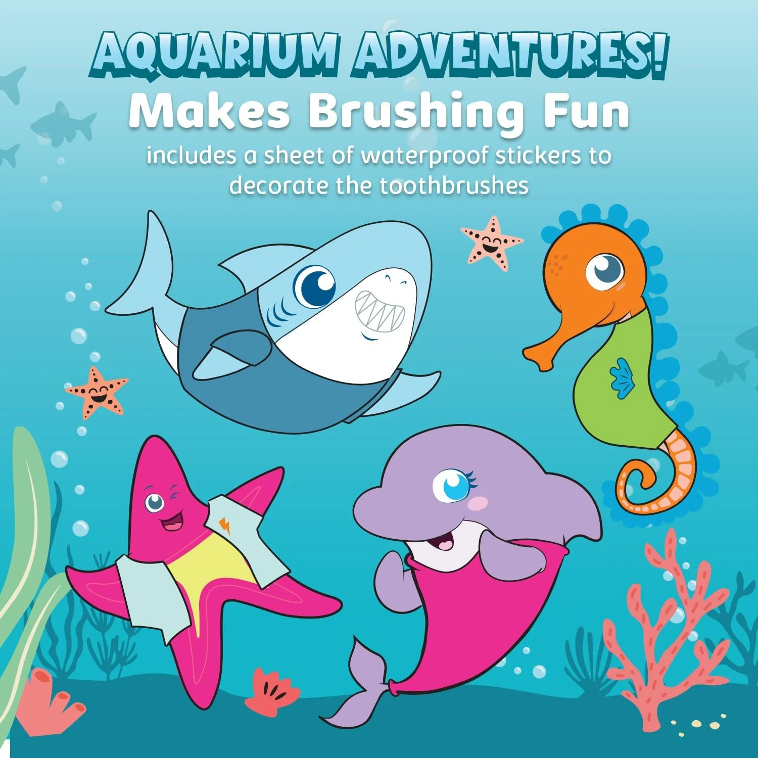 ست مسواک برقی کودکانه آکواسونیک مناسب برای کودکان 3 سال به بالا | برس های نرم، سر برس نوسانی، باتری داخلی | ماجراهای آکواریومی ست مسواک برقی کودکانه آکواسونیک مناسب برای کودکان 3 سال به بالا | برس های نرم، سر برس نوسانی، باتری داخلی | ماجراهای آکواریومی
