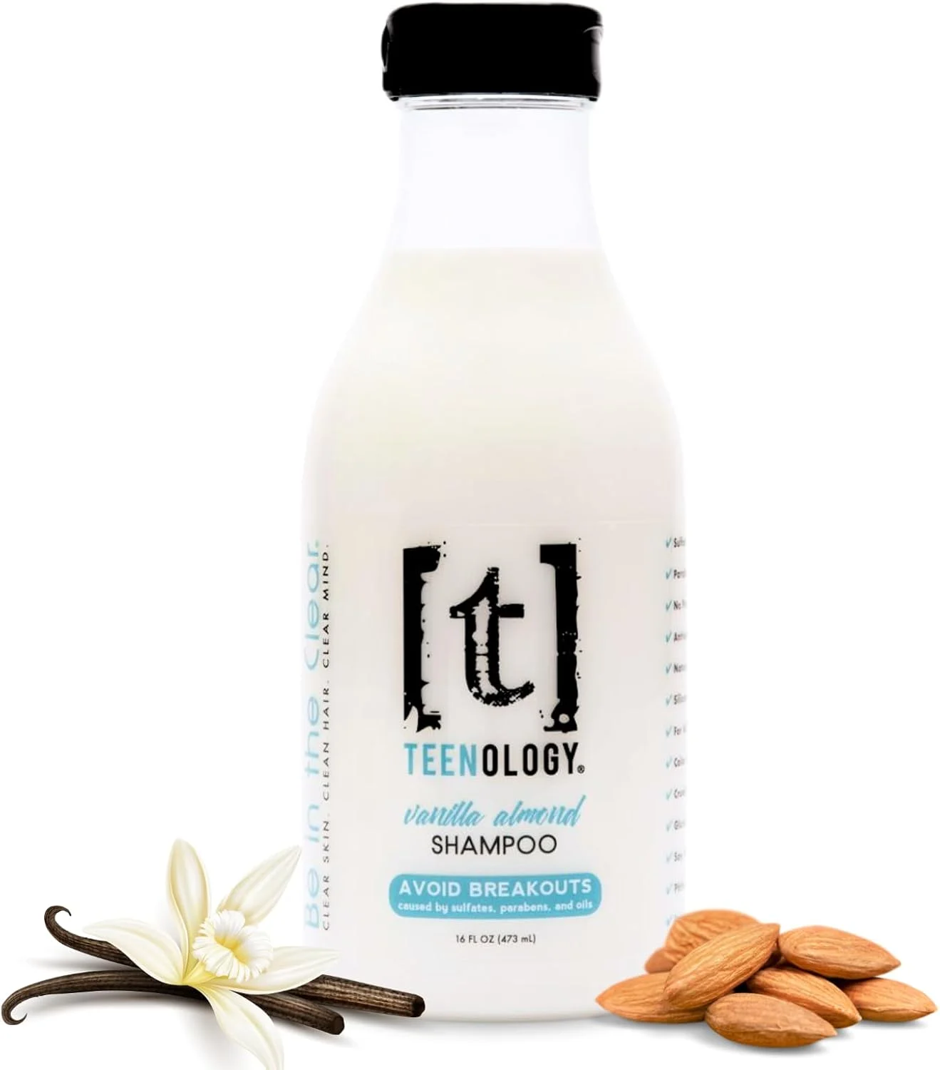 شامپو نوجوانان Teenology (وانیل بادام) - شامپو 'شفاف باش' برای نوجوانان - وانیل بادام - جلوگیری از جوش - بدون سولفات - بدون پارابن - حاوی عصاره های گیاهی - بدون تست حیوانی - ساخت آمریکا - 470 میلی لیتر
