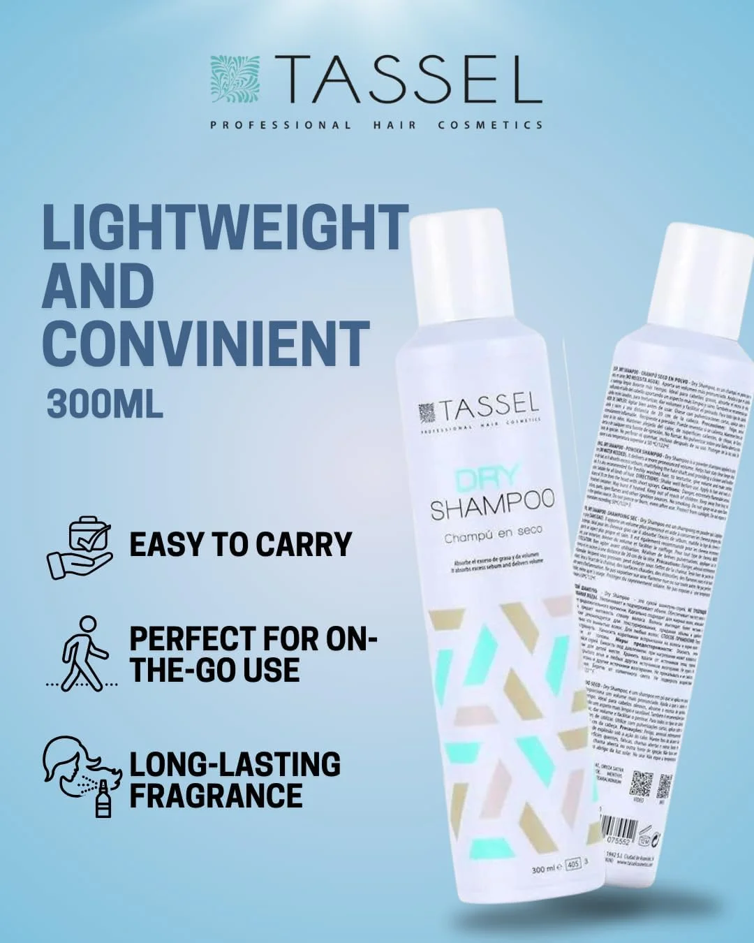 شامپو خشک تاسل یورواستیل 300 میلی لیتر - حجم دهنده، طراوت بخش و پاک کننده مو برای زیبایی و درخشش بی دردسر