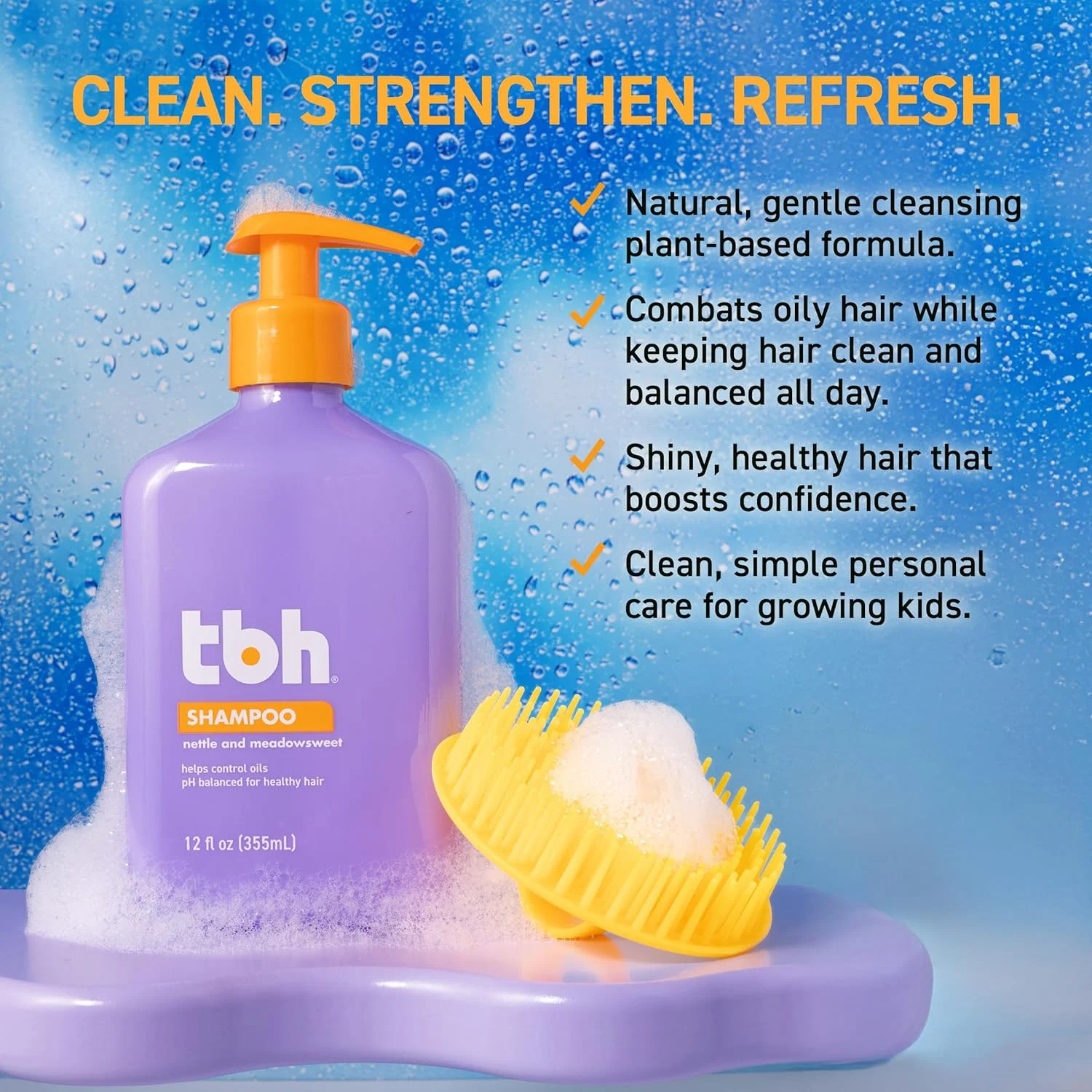 شامپو کودک TBH - شامپو برای موهای چرب - بدون سولفات، بدون پارابن - 355 میلی لیتر (2 عددی)
