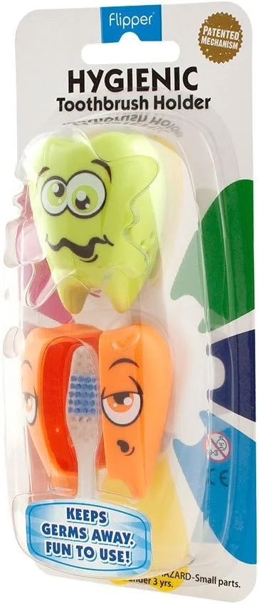 جا مسواکی دوقلو فلیپر طرح لیمو و پرتقال - سبز و نارنجی