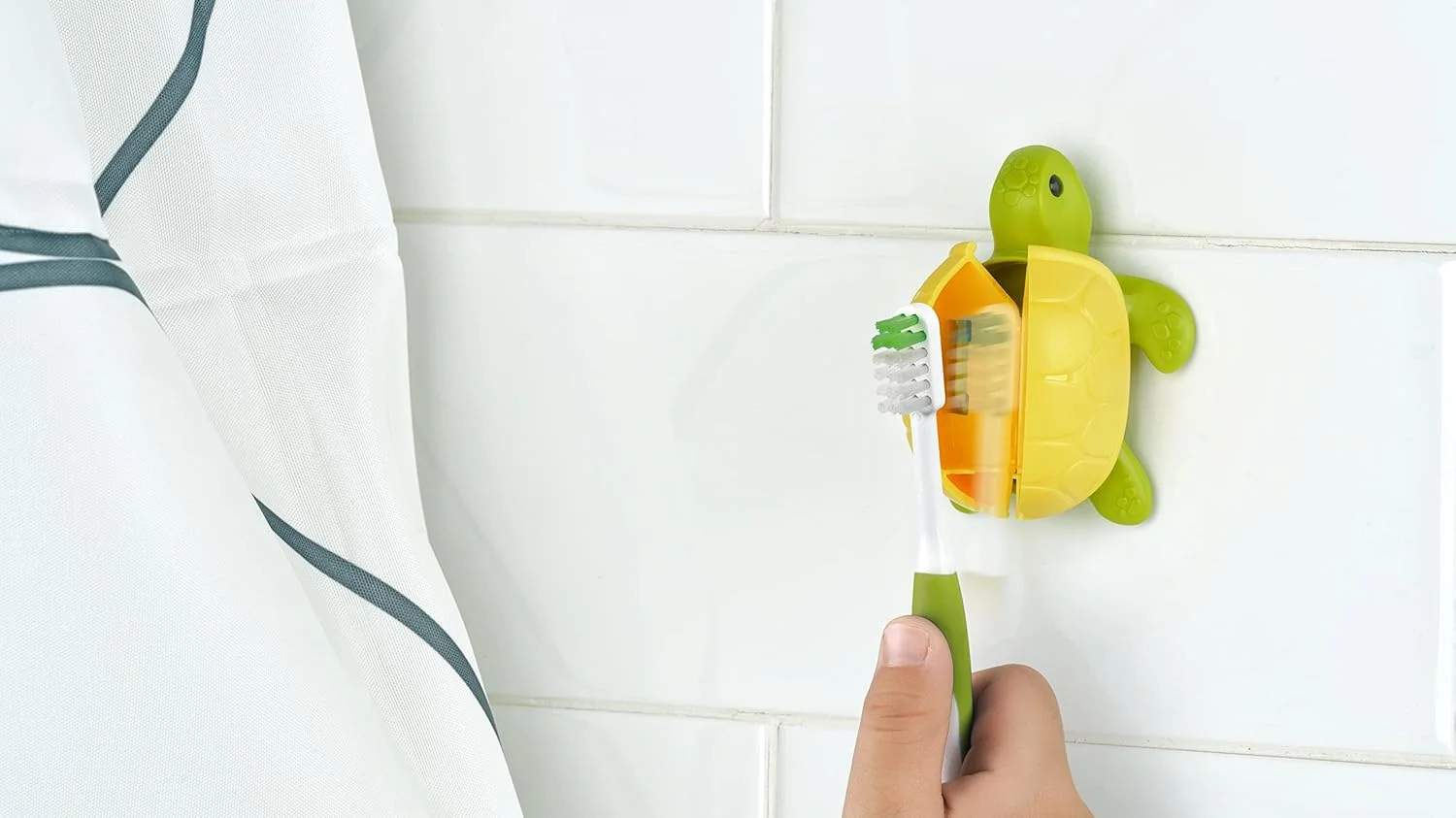 محافظ مسواک لاک پشتی فلیپر فان، باز و بسته شدن آسان با یک لمس، نگهدارنده مسواک با مکنده برای آینه، شیشه یا کاشی، ضد گرد و غبار، استفاده آسان، ساخت مالزی، طراحی ثبت شده 3Y+ محافظ مسواک لاک پشتی فلیپر فان، باز و بسته شدن آسان با یک لمس، نگهدارنده مسواک با مکنده برای آینه، شیشه یا کاشی، ضد گرد و غبار، استفاده آسان، ساخت مالزی، طراحی ثبت شده 3Y+