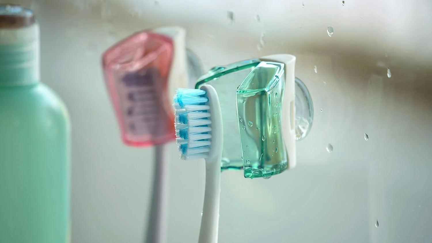 نگهدارنده مسواک فلیپر 2 در 1، صورتی گلدار/سبز کوهستانی