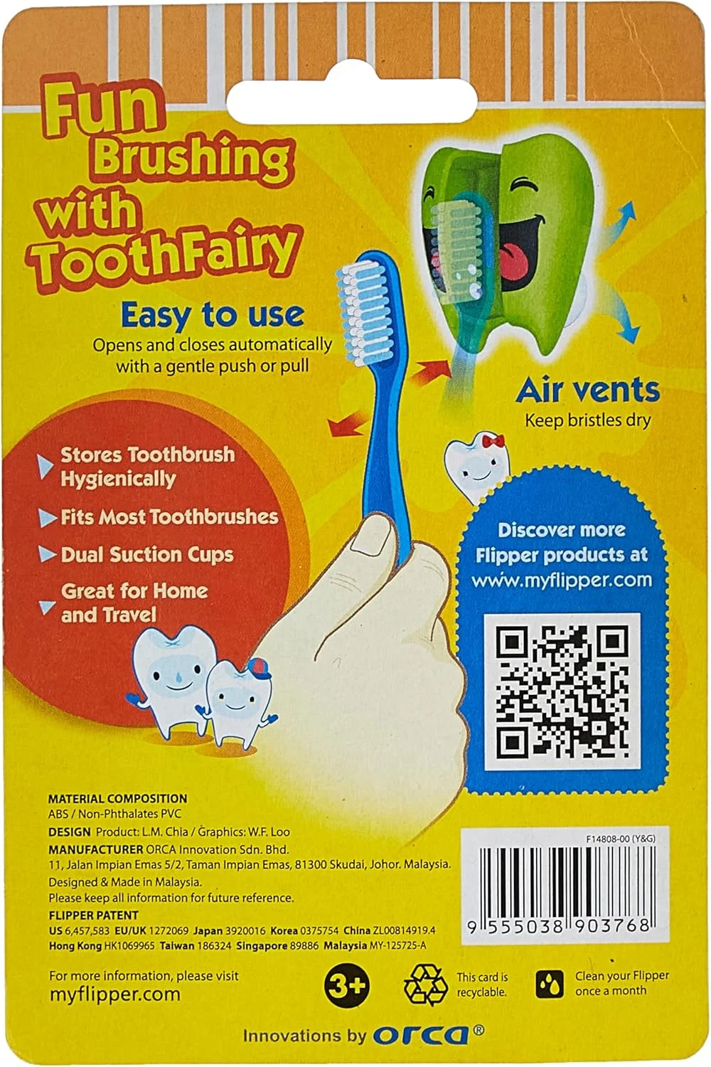 جا مسواکی فلیپر 2 در 1 طرح Yummy & Glee - مدل FLR-TF-YUM