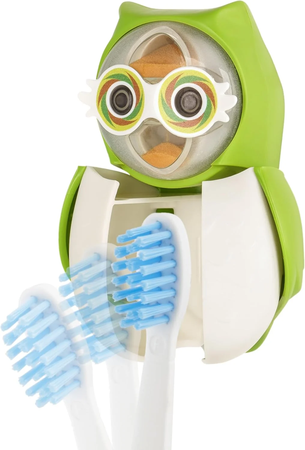 محافظ مسواک طرح جغد فلیپر فان انیمال، باز و بسته شدن با یک لمس، نگهدارنده مسواک با مکنده برای آینه، شیشه یا کاشی، تایمر شنی - تایمر 1 دقیقه ای برای مسواک زدن، ساخت مالزی 3 سال به بالا