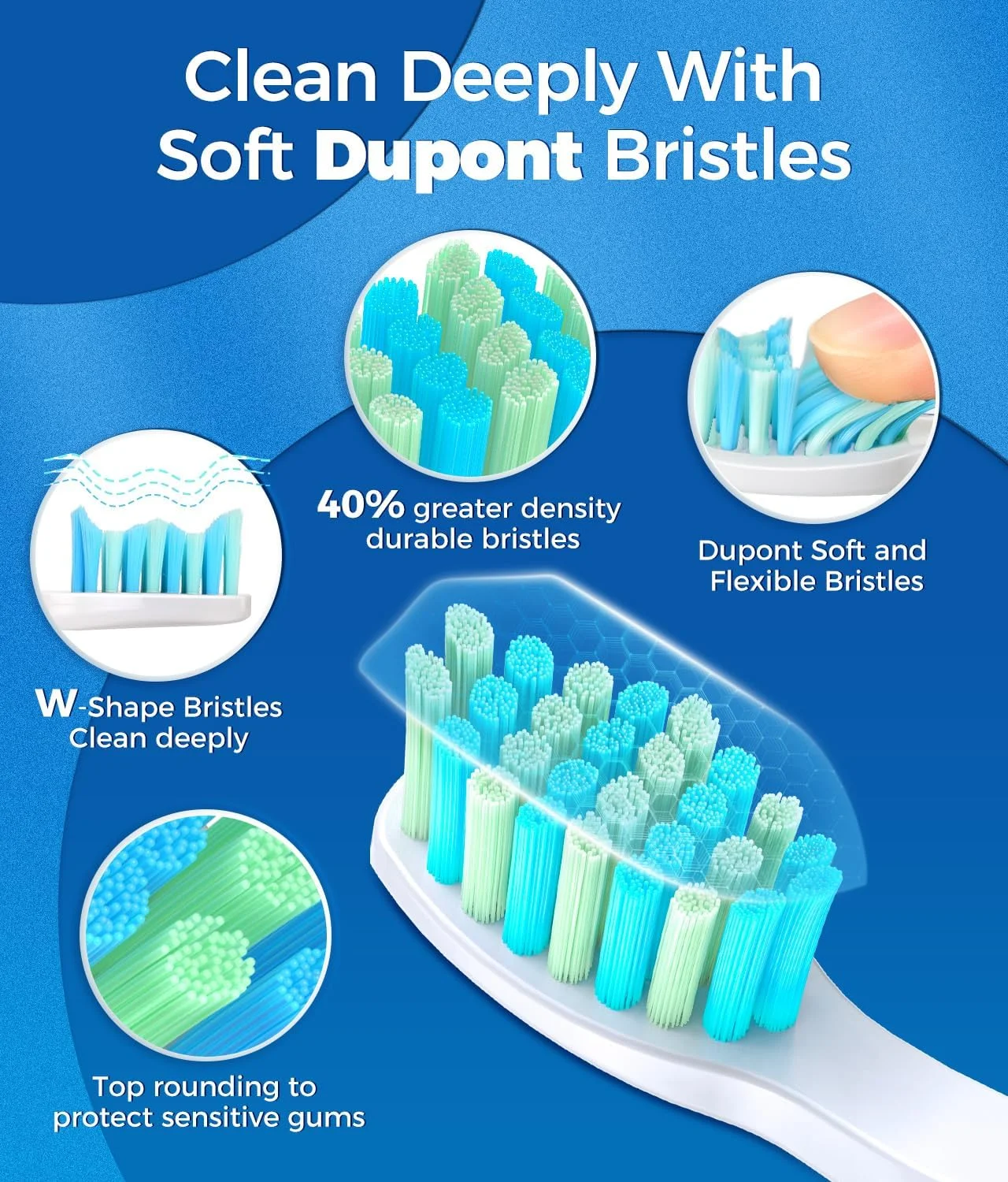 سری یدک مسواک TEETHEORY، بسته 6 عددی، سری یدک مسواک برقی، نظافت آسان، مناسب برای سلامت لثه (سفید، 6 عدد)