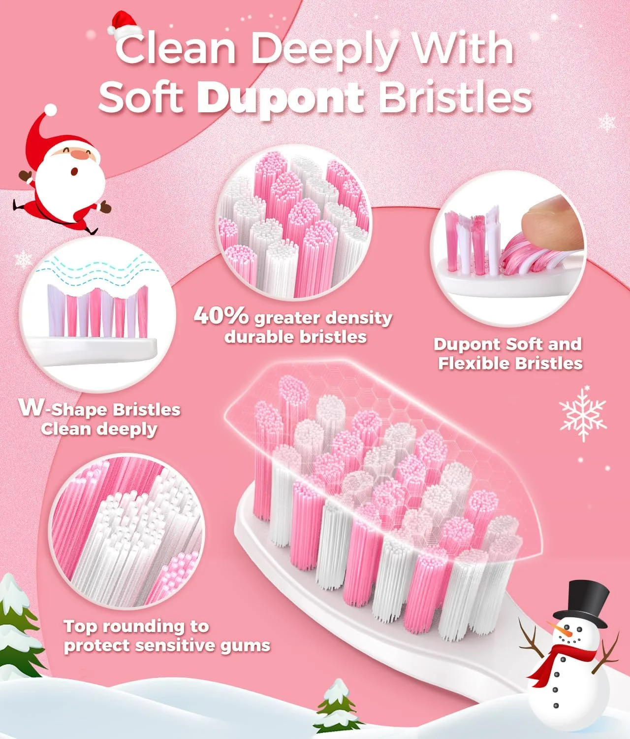 مسواک برقی TEETHEORY با کیف مسافرتی، مسواک صوتی برای بزرگسالان با 8 سری مسواک برای 2 سال استفاده، 40000 وی‌پی‌ام تمیز کننده عمیق، مسواک‌های قابل شارژ که 30 روز دوام می‌آورند با 5 حالت (صورتی شکوفه گیلاس)