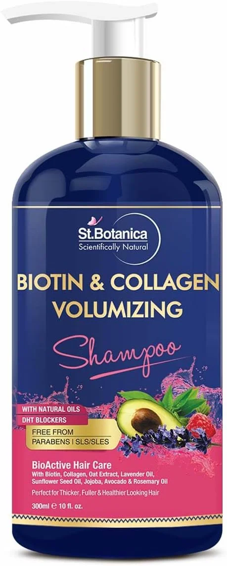 شامپو حجم دهنده مو بیوتین و کلاژن سنت بوتانیکا - 300 میلی لیتر - بدون سولفات، بدون پارابن، بدون سیلیکون