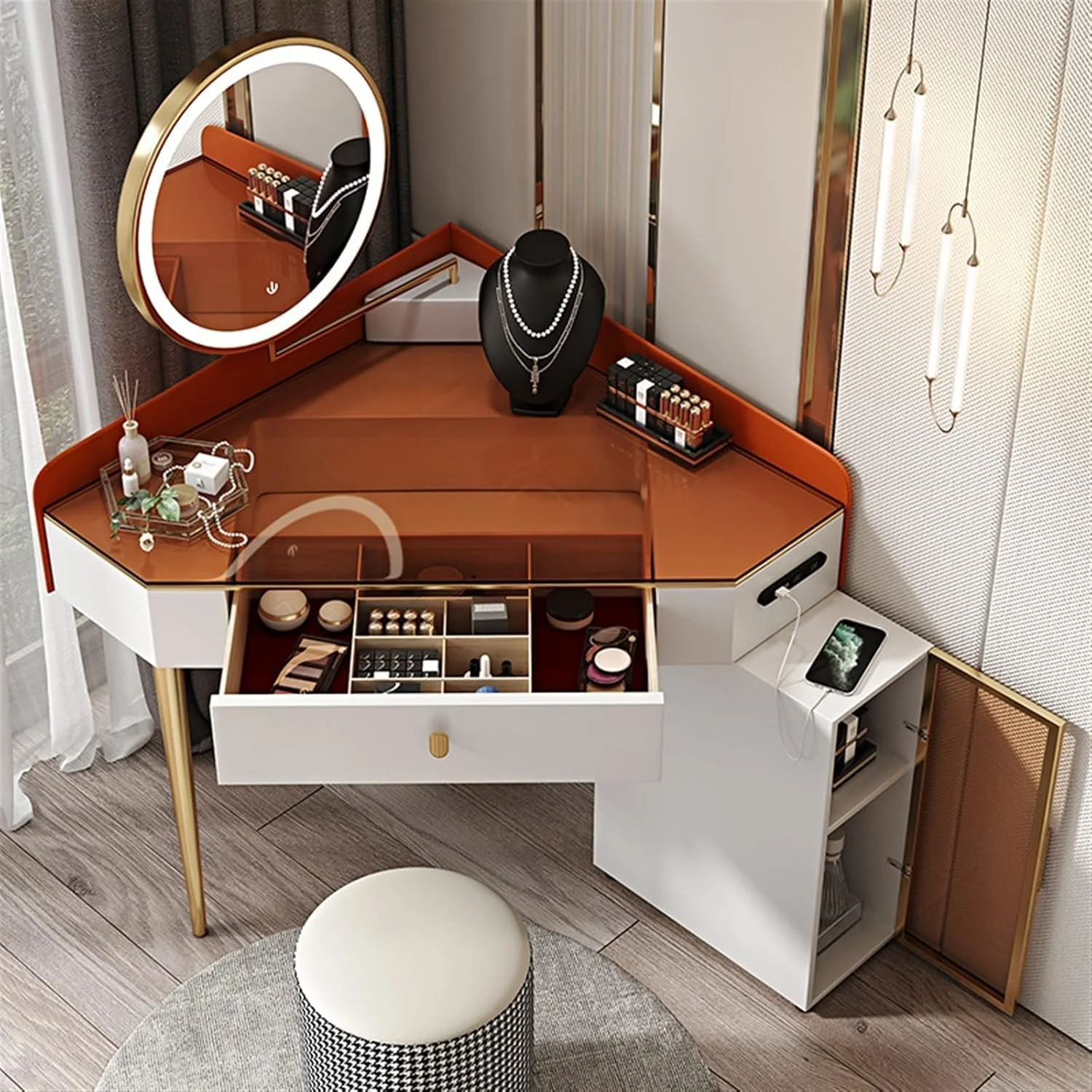 میز آرایش CBNERDS، میز توالت مدرن و مینیمال، مناسب اتاق خواب و کمد لباس میز آرایش CBNERDS، میز توالت مدرن و مینیمال، مناسب اتاق خواب و کمد لباس