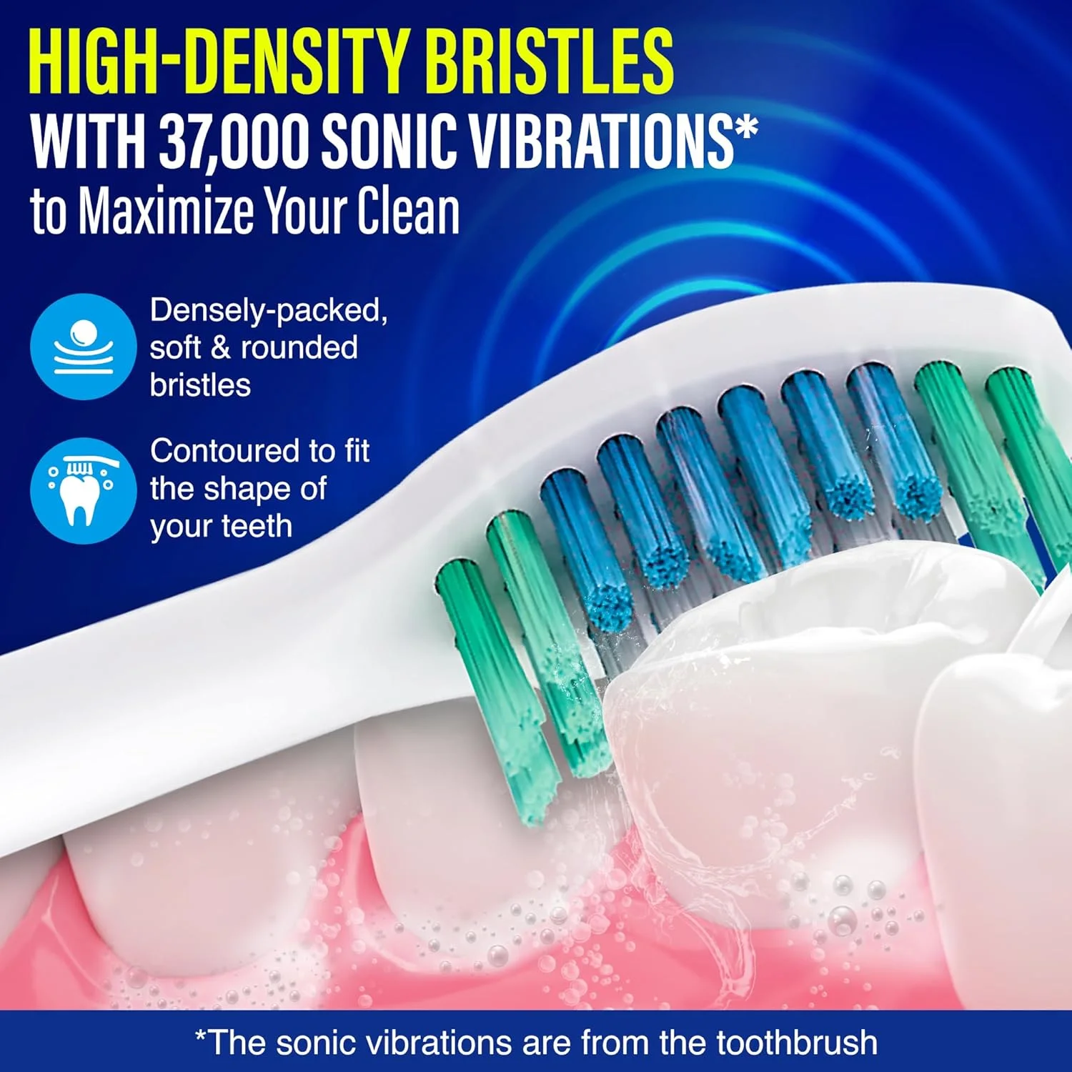 سری یدک مسواک برقی GuruNanda، سازگار با دسته مسواک های سونیک دارای سنسور فشار، برس نرم برای تمیزی موثر - بسته 6 عددی