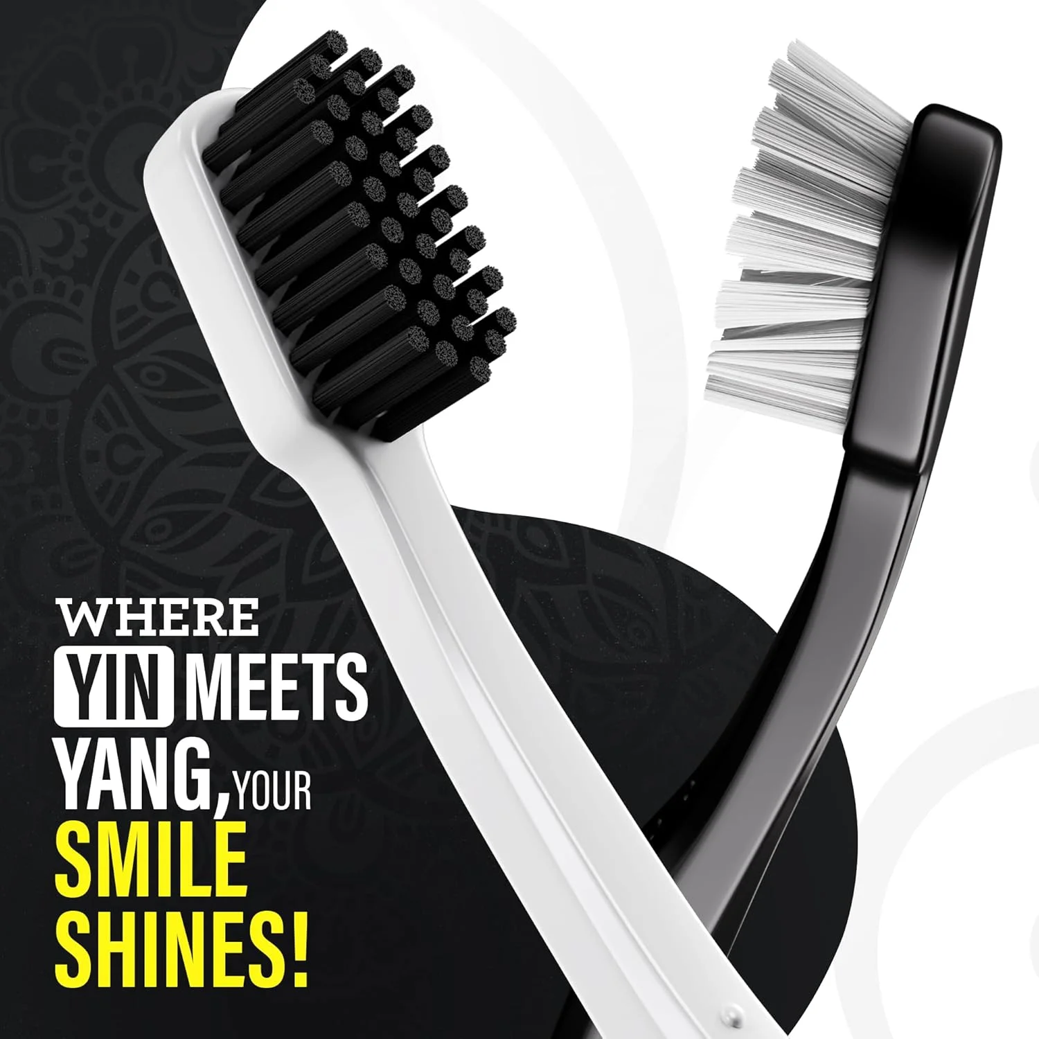 مسواک یین و یانگ GuruNanda با برس های فوق العاده نرم، ارتقاء بهداشت دهان و دندان ملایم و متعادل برای لبخندی روشن تر و شادتر، سازگار با محیط زیست، بدون BPA، 2 عدد