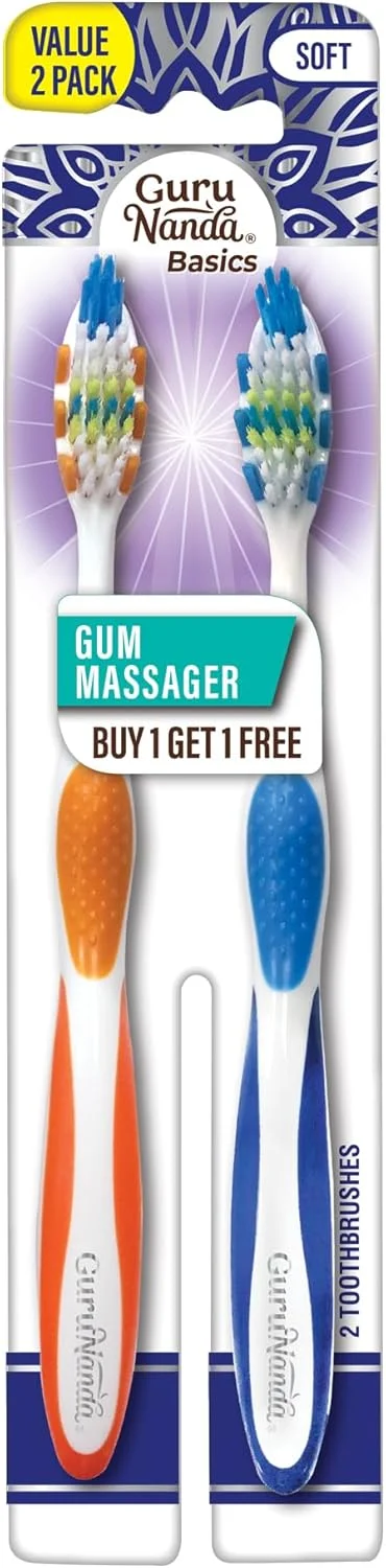 مسواک ماساژ لثه GuruNanda DentalGuru - نرم برای بزرگسالان و کودکان - چند رنگ مناسب مسافرت - (رنگ ها ممکن است متفاوت باشد) بسته 2 عددی