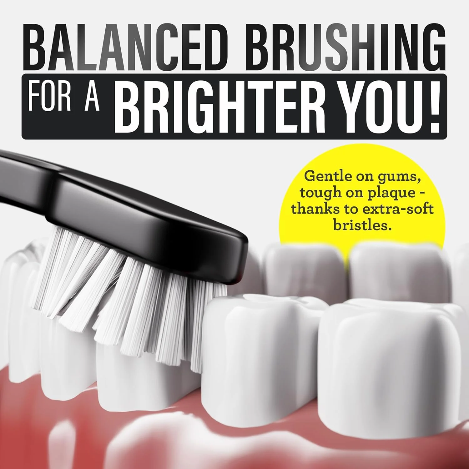 مسواک یین و یانگ GuruNanda با برس های فوق العاده نرم، ارتقاء بهداشت دهان و دندان ملایم و متعادل برای لبخندی روشن تر و شادتر، سازگار با محیط زیست، بدون BPA، 2 عدد