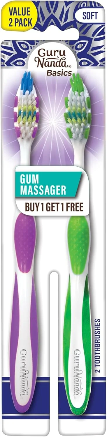 مسواک ماساژ لثه GuruNanda DentalGuru - نرم برای بزرگسالان و کودکان - چند رنگ مناسب مسافرت - (رنگ ها ممکن است متفاوت باشد) بسته 2 عددی