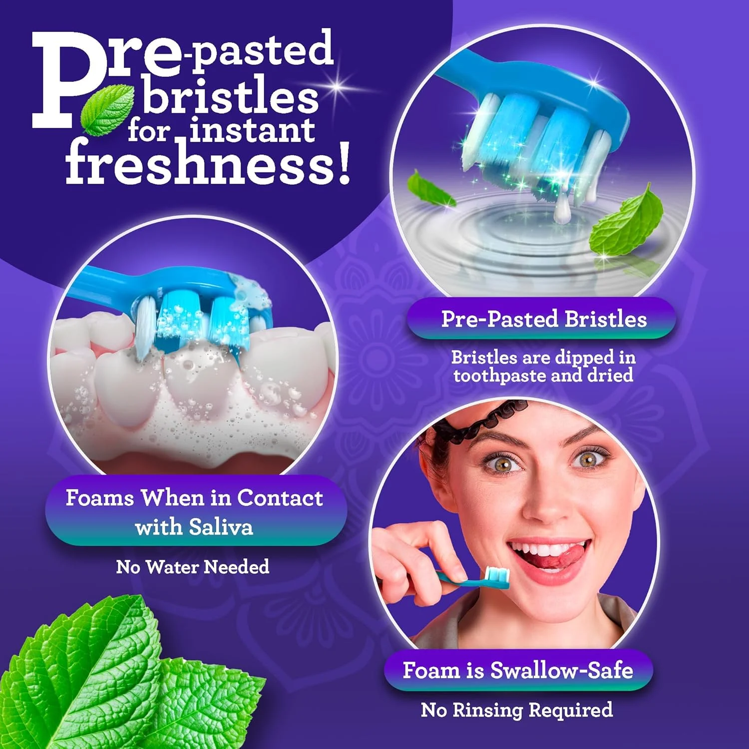 مسواک مسافرتی یکبار مصرف کوچک گورو ناندا - برس های فوق العاده نرم Softex، مسواک از قبل خمیر زده شده و خلال دندان - بدون فلوراید، بدون نیاز به آبکشی، 70 عدد